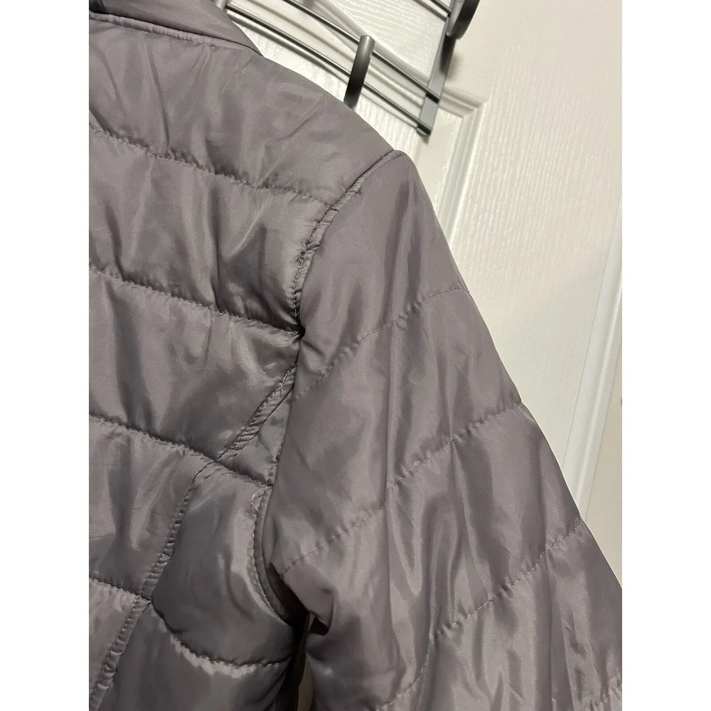 Reebok Kids Unisex XL 18 Gray Puffer Jacket‎ Full Zip Mock Neck Coat Outerwear